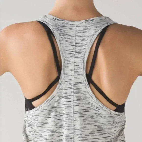 LULULEMON TIE IT UP SINGLET TIGER SPACE DYE BLACK WHITE SIZE 6 - Picture 3 of 11